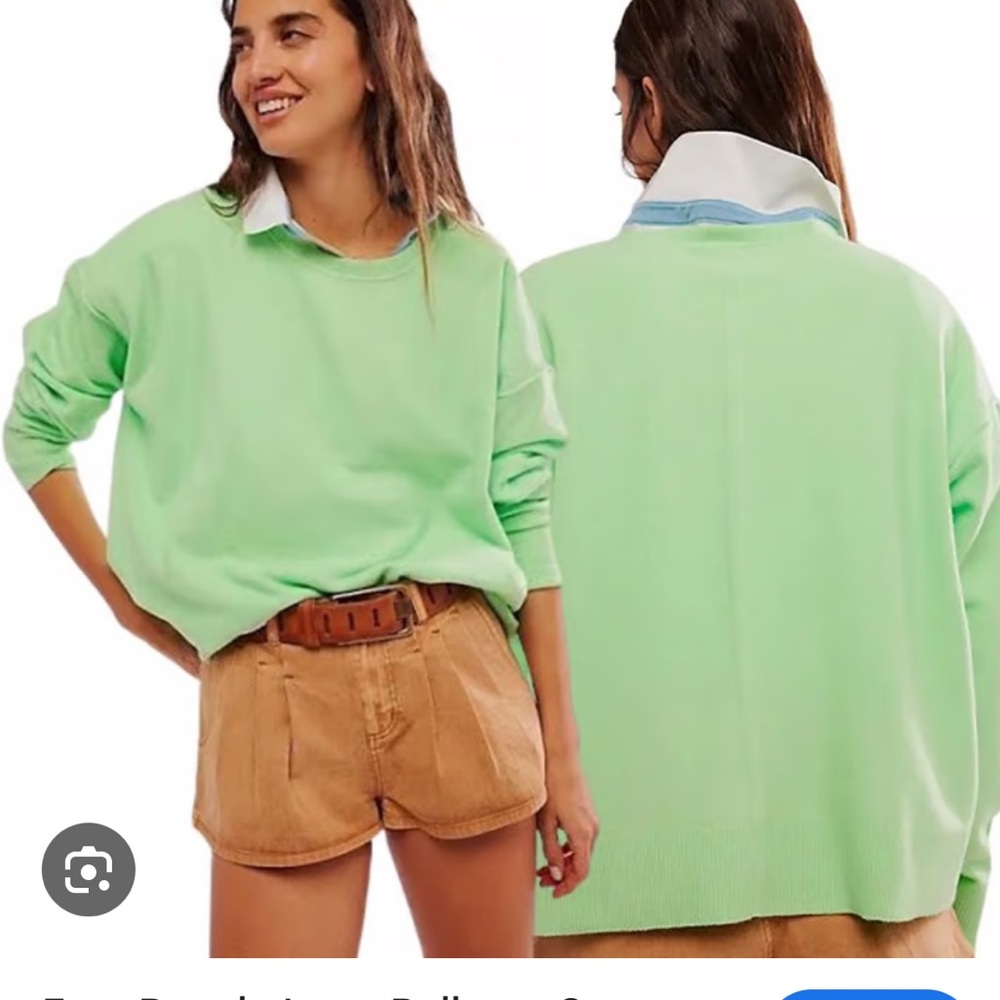 Free People Mint Green Crew Neck Sweater